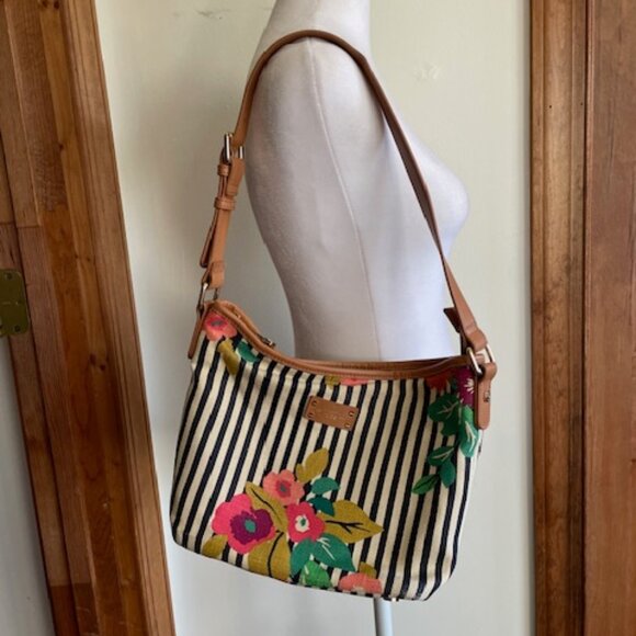 SPARTINA 449 Shelter Cove Linen Leather Shoulder Tote Bag - Picture 3 of 16